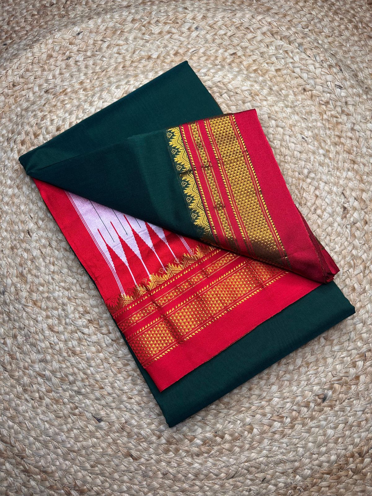 Signature Cotton Silk Saree with Trendy IIkal Silk Pallu &amp; Chikki Paras Border Contrast Blouse, Silk Pallu