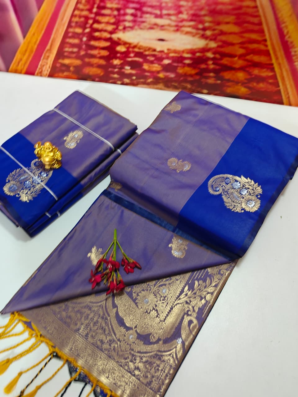 Shop now Premium Soft Silk Kanchipuram Saree with Rich Wokr Meena Pallu. Unique colors with Running Blouse. Perfect for weddings, Function &amp; festive occasions.