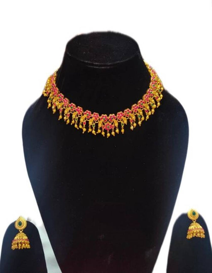 Alluring Copper Gold Plated Necklace Jewellery Sets For Women