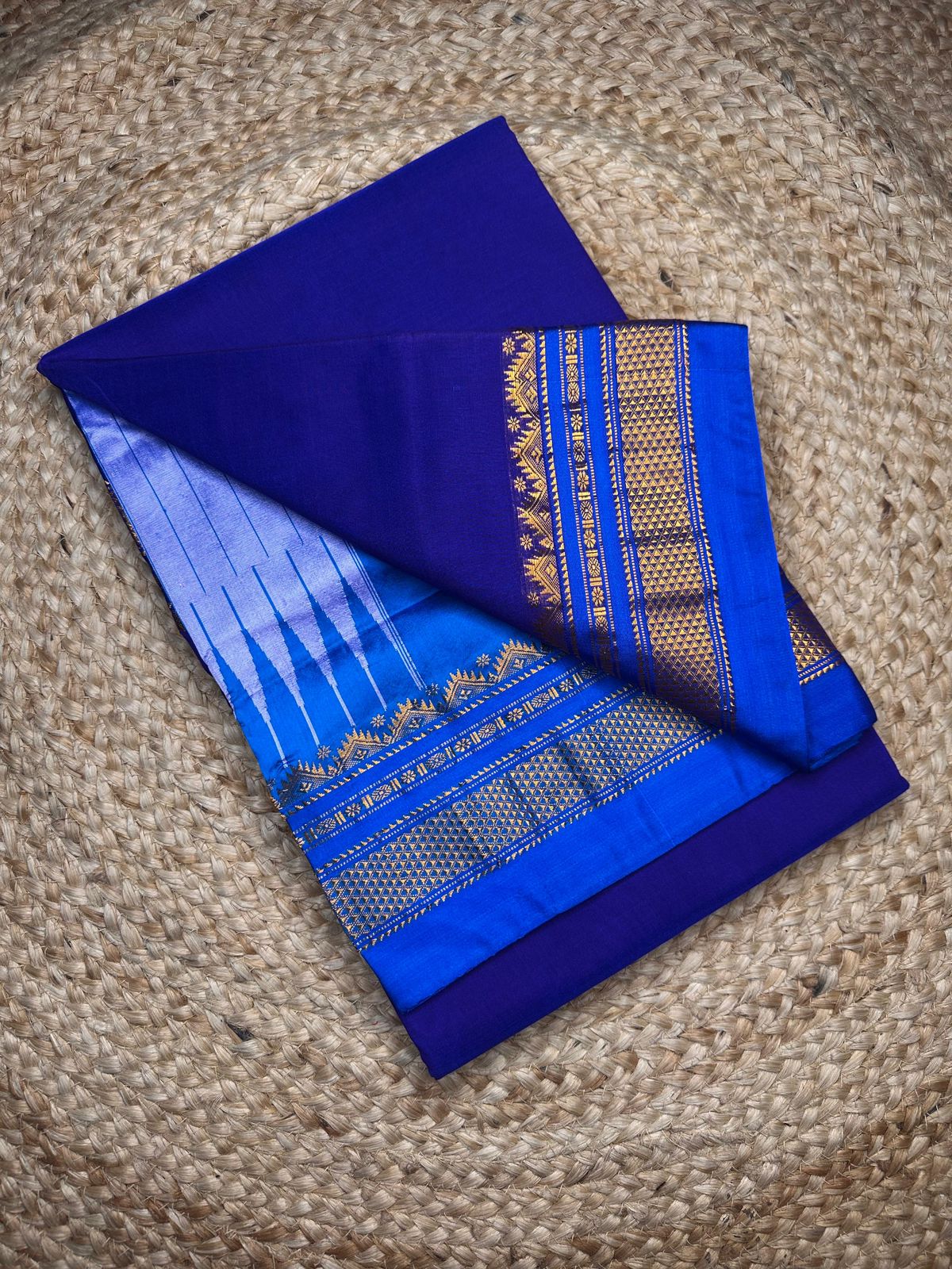 Signature Cotton Silk Saree with Trendy IIkal Silk Pallu &amp; Chikki Paras Border Contrast Blouse, Silk Pallu