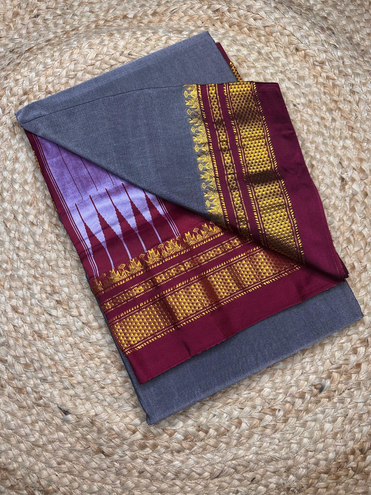 Signature Cotton Silk Saree with Trendy IIkal Silk Pallu &amp; Chikki Paras Border Contrast Blouse, Silk Pallu