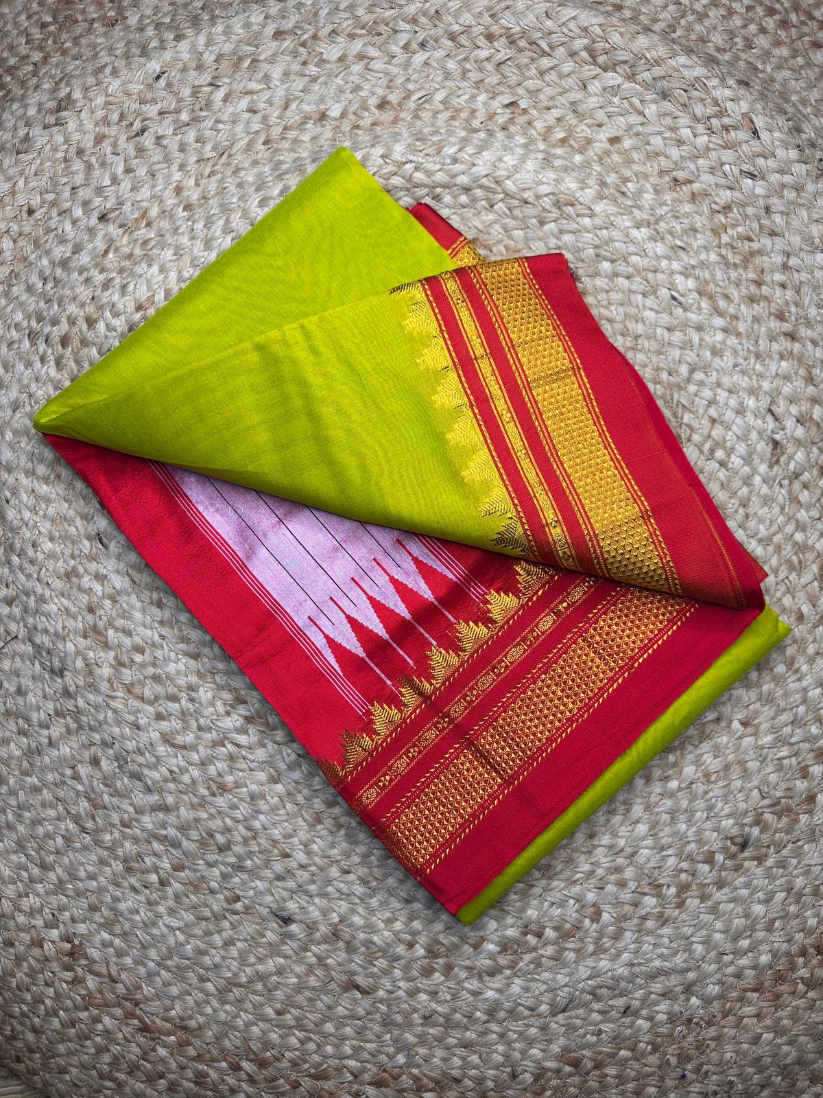 Signature Cotton Silk Saree with Trendy IIkal Silk Pallu &amp; Chikki Paras Border Contrast Blouse, Silk Pallu