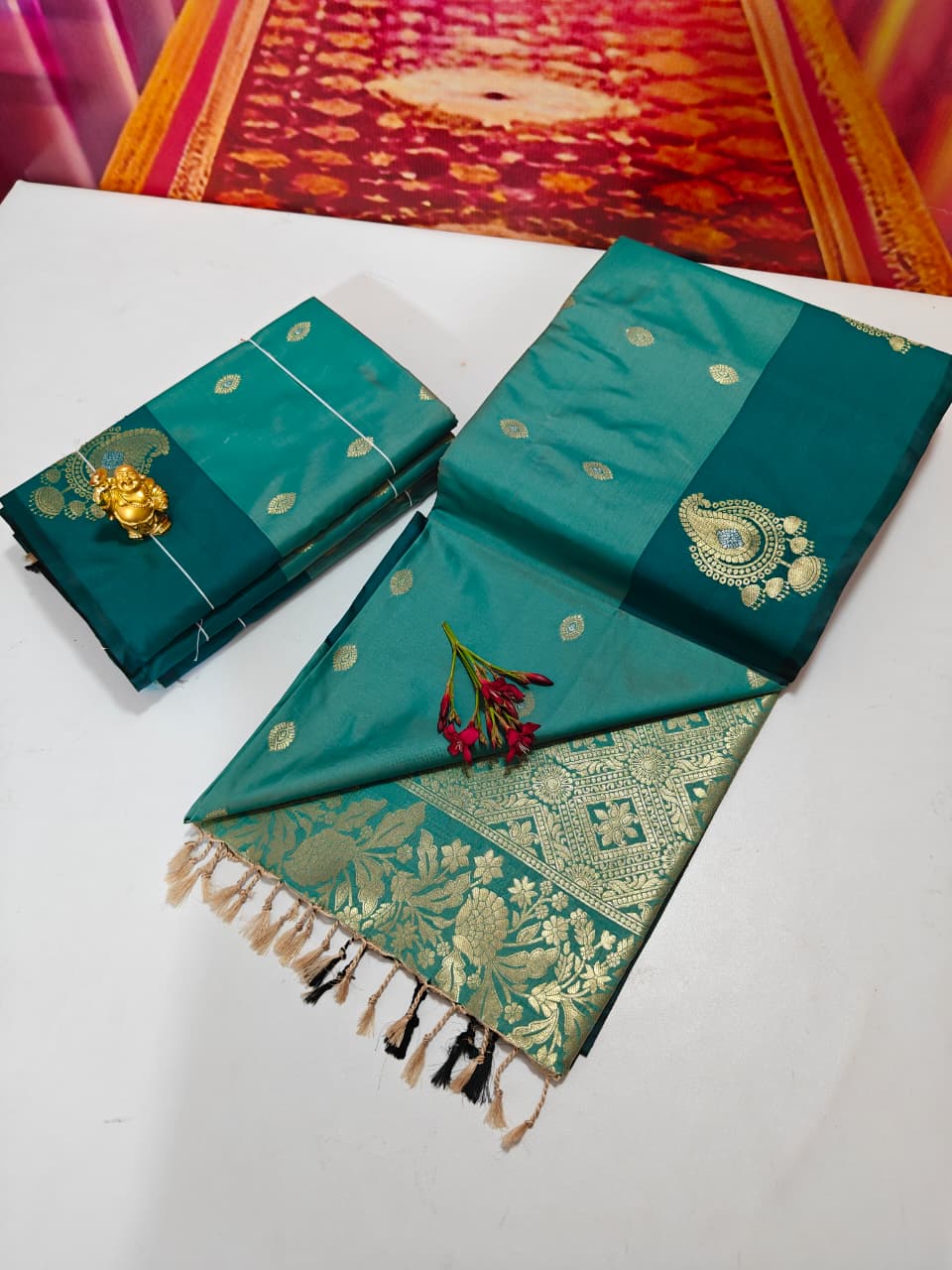 Shop now Premium Soft Silk Kanchipuram Saree with Rich Wokr Meena Pallu. Unique colors with Running Blouse. Perfect for weddings, Function &amp; festive occasions.