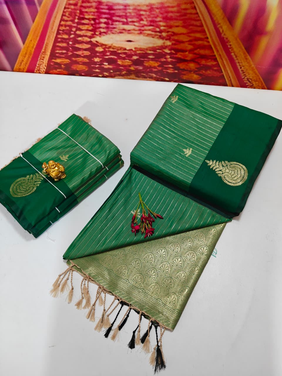 Shop now Premium Soft Silk Kanchipuram Saree with Rich Wokr Meena Pallu. Unique colors with Running Blouse. Perfect for weddings, Function &amp; festive occasions.
