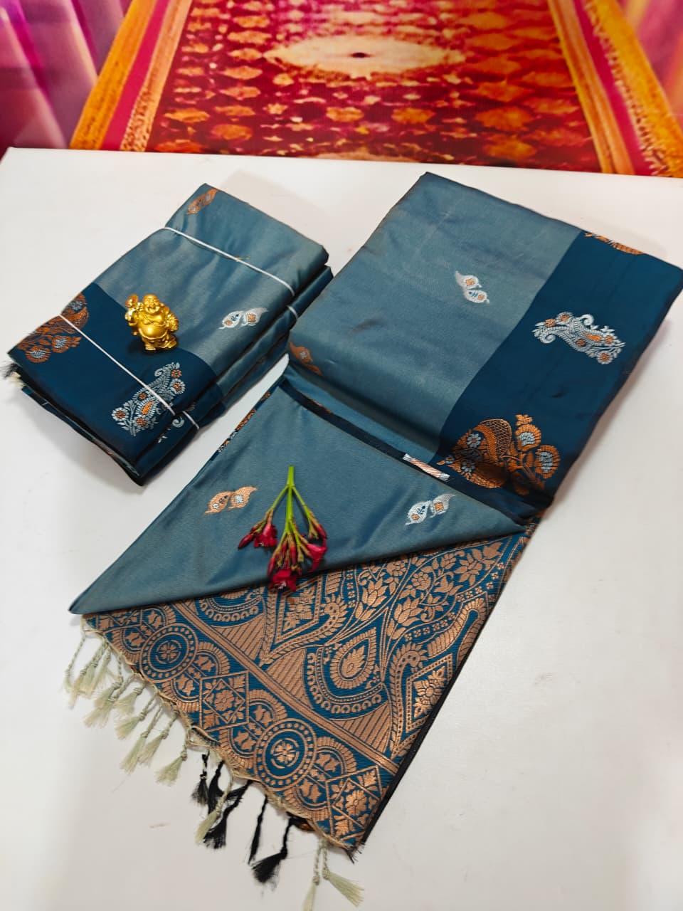 Shop now Premium Soft Silk Kanchipuram Saree with Rich Wokr Meena Pallu. Unique colors with Running Blouse. Perfect for weddings, Function &amp; festive occasions.