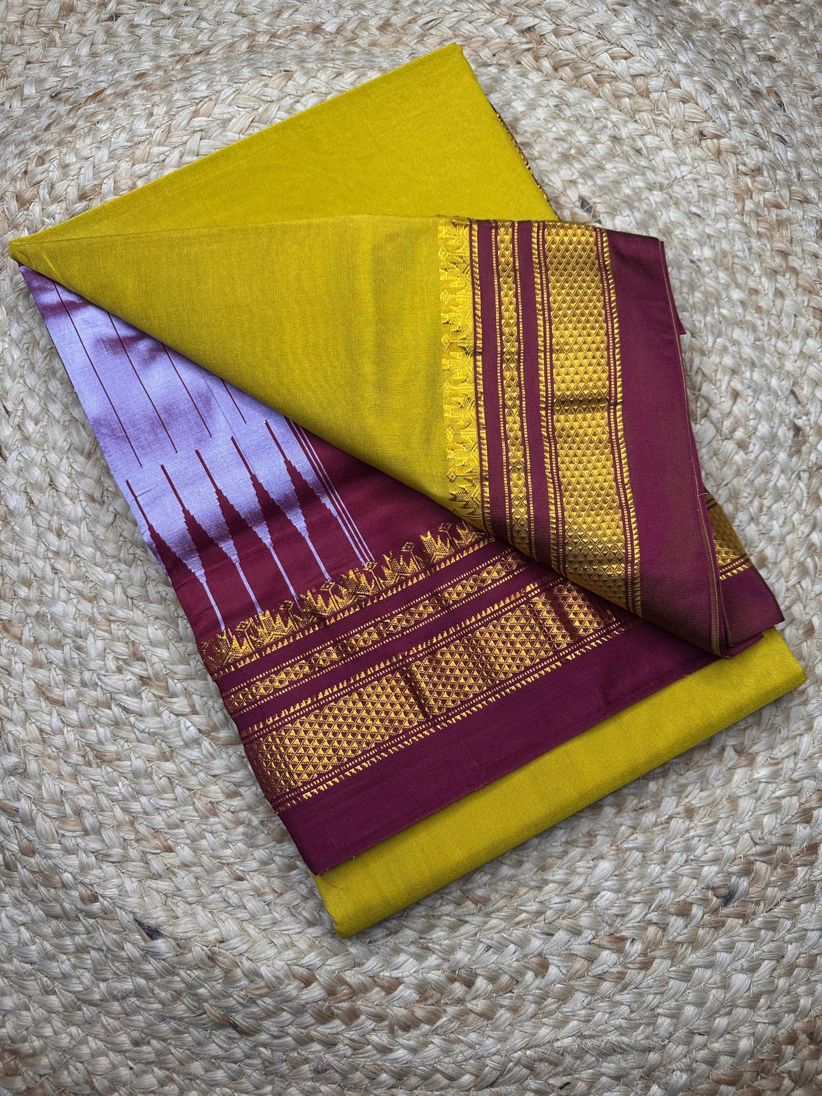 Signature Cotton Silk Saree with Trendy IIkal Silk Pallu &amp; Chikki Paras Border Contrast Blouse, Silk Pallu