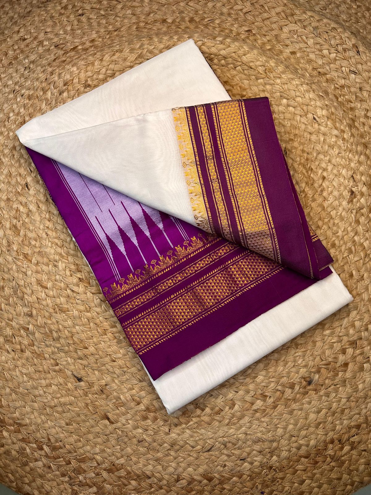 Signature Cotton Silk Saree with Trendy IIkal Silk Pallu &amp; Chikki Paras Border Contrast Blouse, Silk Pallu