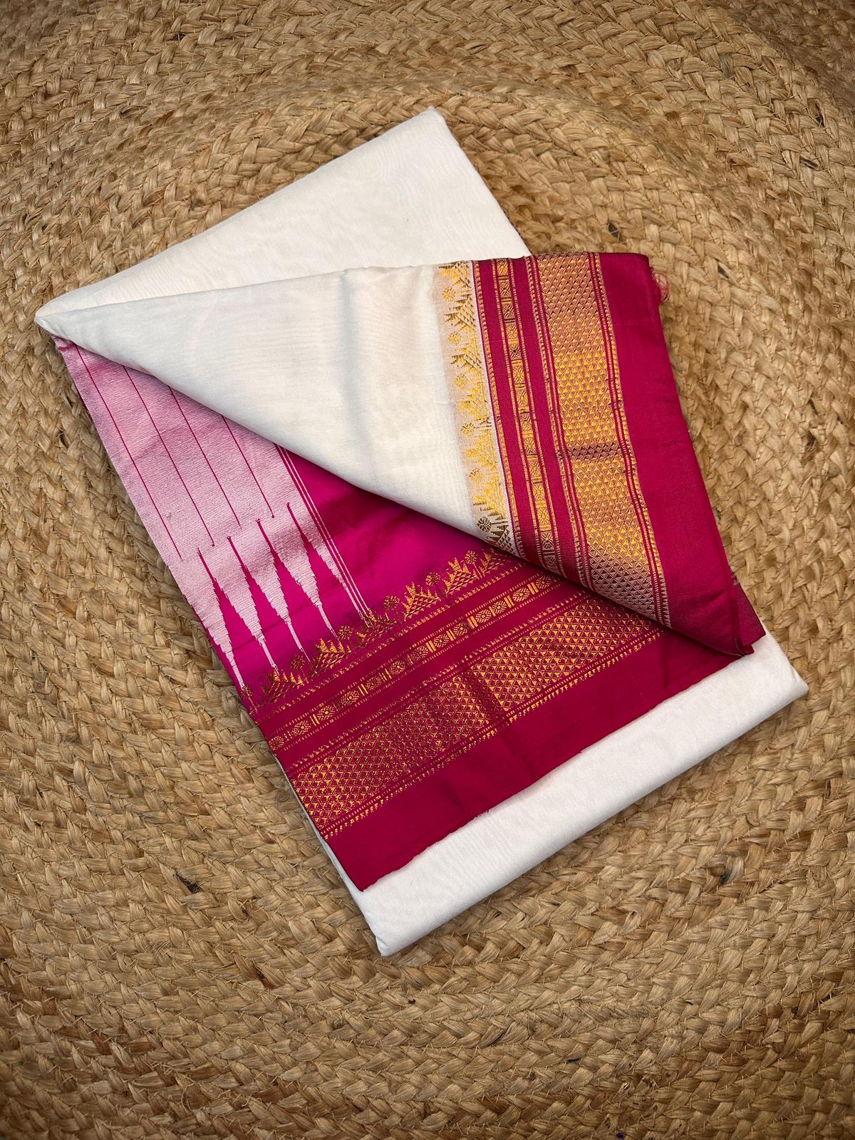 Signature Cotton Silk Saree with Trendy IIkal Silk Pallu &amp; Chikki Paras Border Contrast Blouse, Silk Pallu