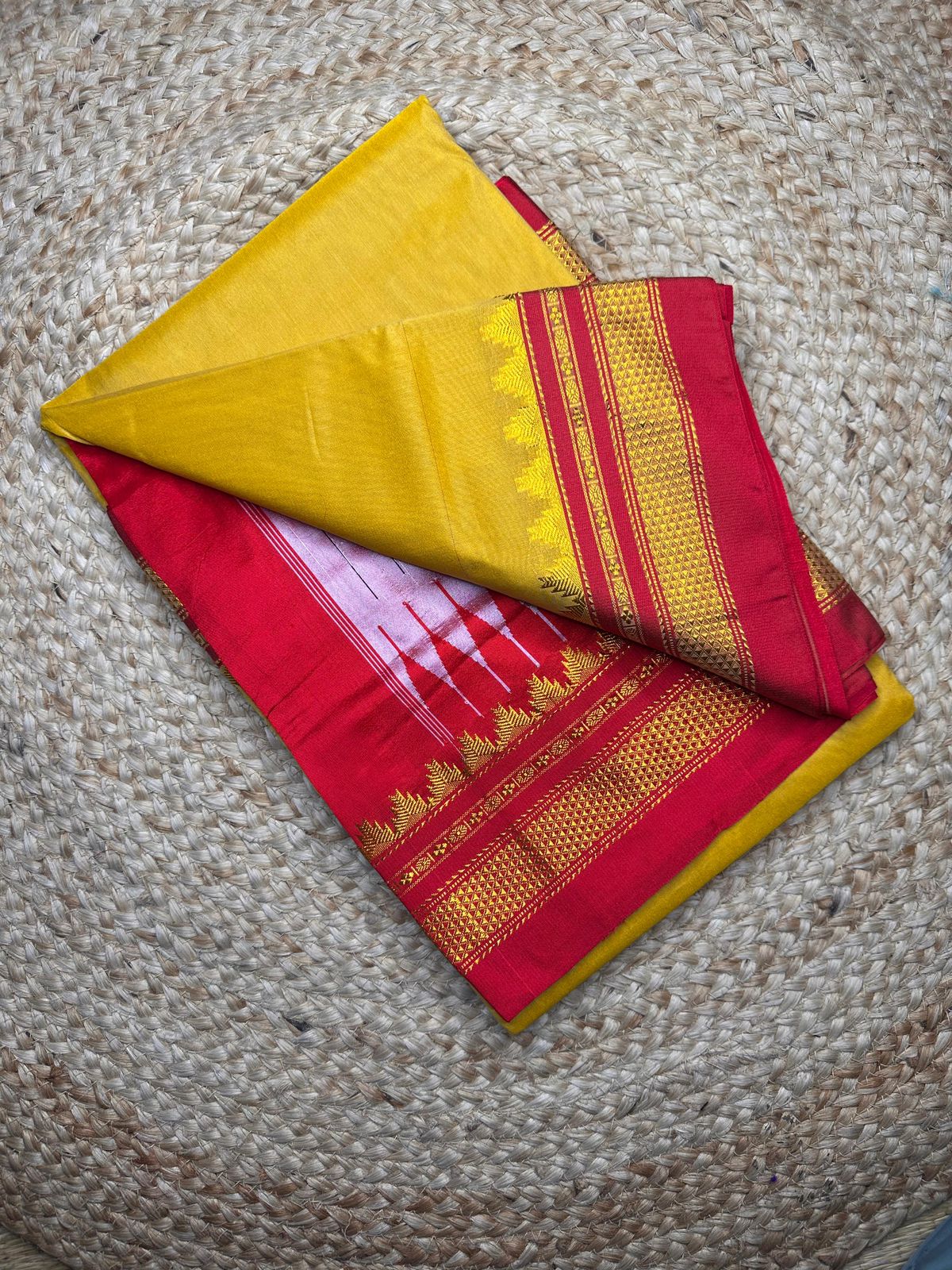 Signature Cotton Silk Saree with Trendy IIkal Silk Pallu &amp; Chikki Paras Border Contrast Blouse, Silk Pallu