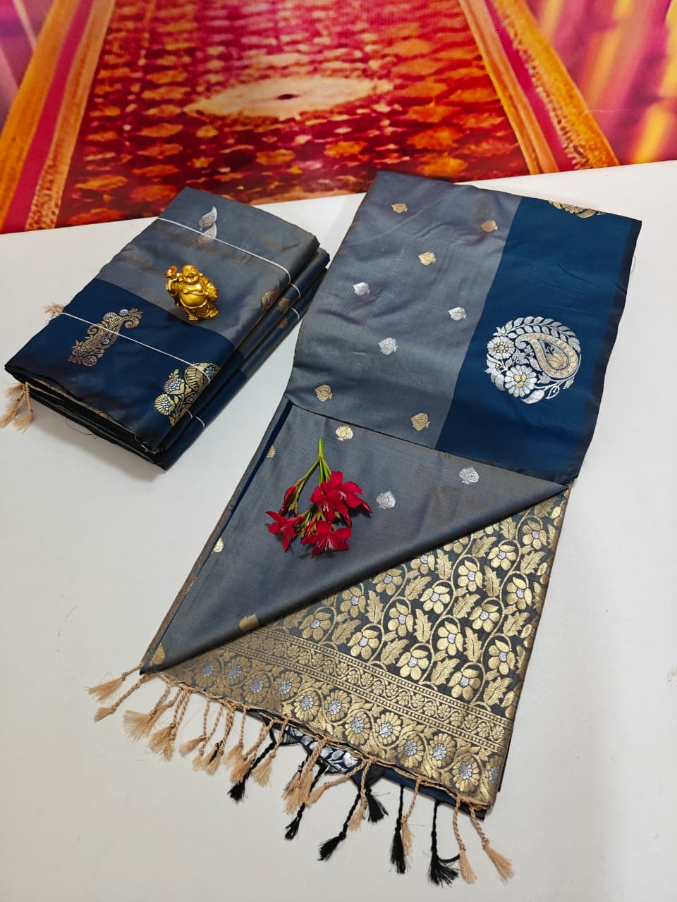 Shop now Premium Soft Silk Kanchipuram Saree with Rich Wokr Meena Pallu. Unique colors with Running Blouse. Perfect for weddings, Function &amp; festive occasions.