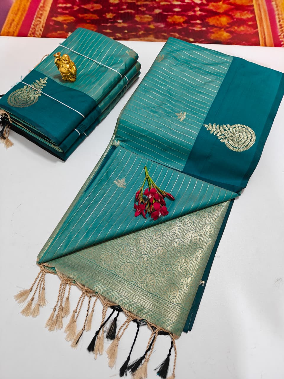 Shop now Premium Soft Silk Kanchipuram Saree with Rich Wokr Meena Pallu. Unique colors with Running Blouse. Perfect for weddings, Function &amp; festive occasions.