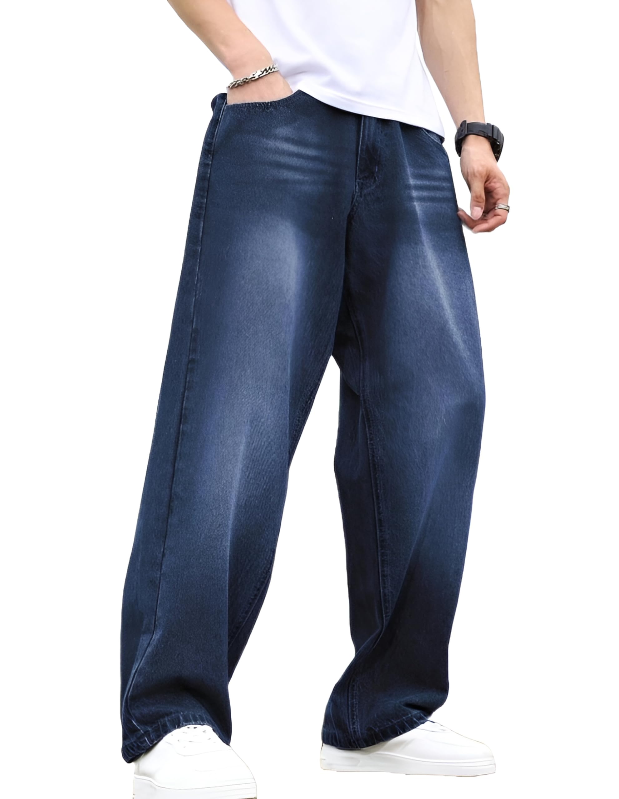 Ben Martin Men's Denim Cotton Oversized Loose Baggy Fit Jeans Pants for Men