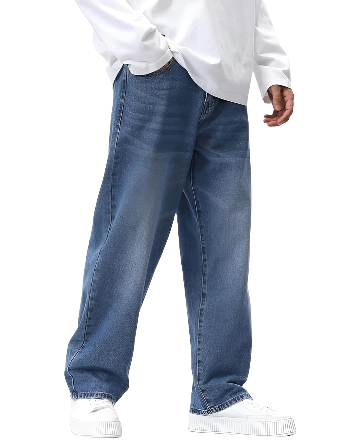 Ben Martin Men's Denim Cotton Oversized Loose Baggy Fit Jeans Pants for Men