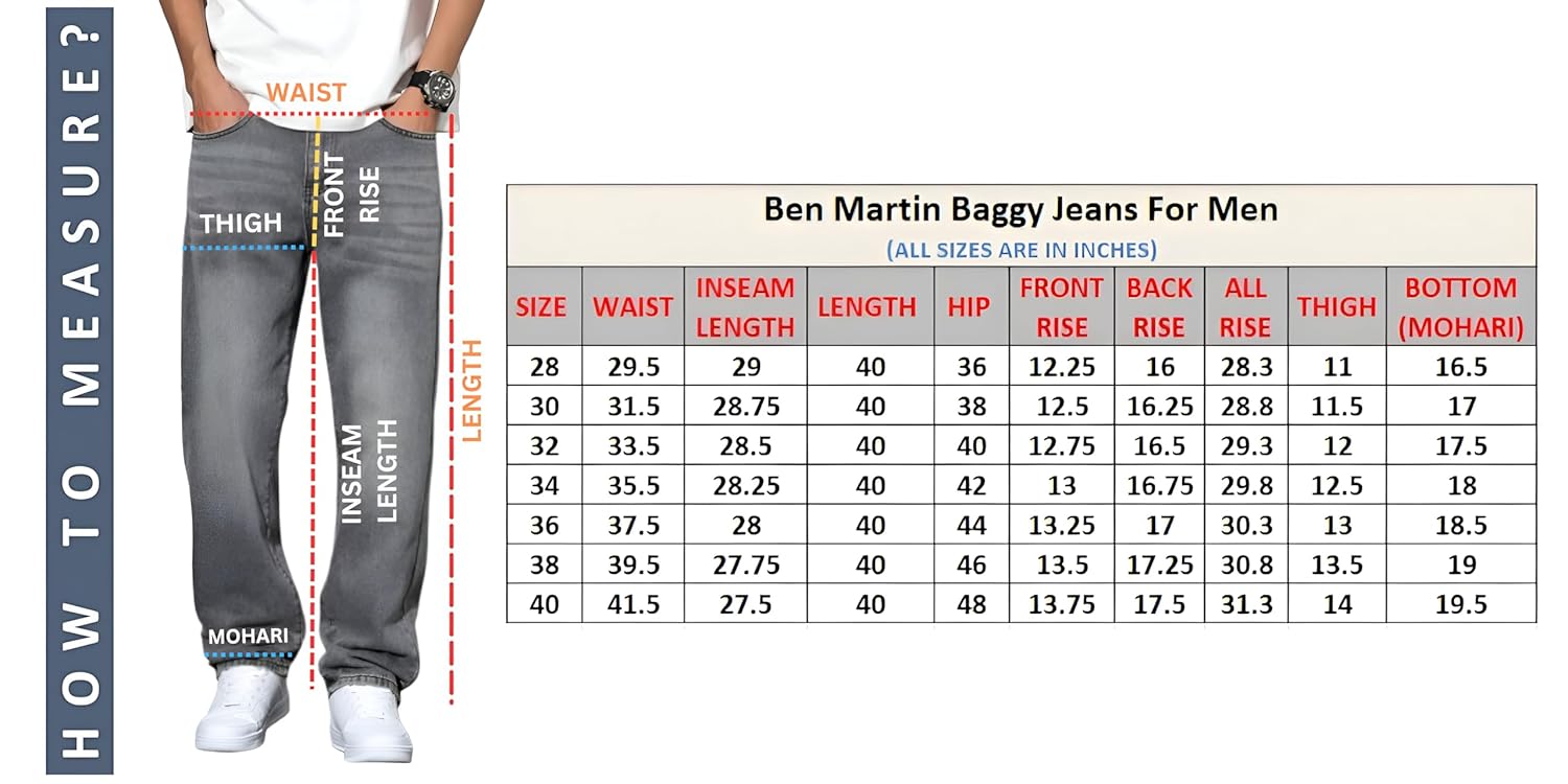 Ben Martin Men Jeans || Men Jeans Pants || Denim Jeans || Baggy Jeans for Men || Loose Fit Jeans for Men