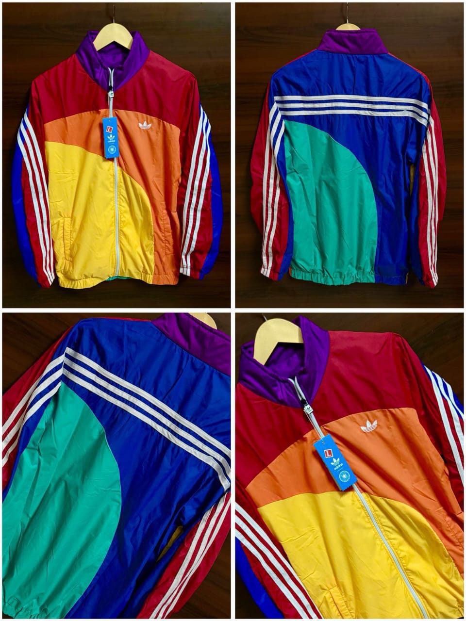 Winter Premium Rainbow Windshitter made with HD premium fabric and inside rise net for warmth and comfort. Stylish multicolor design, perfect for winter wear.