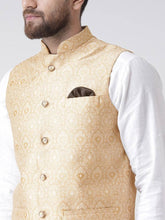 Load image into Gallery viewer, Men&#39;s Beige Polyester Woven Design Nehru Jackets