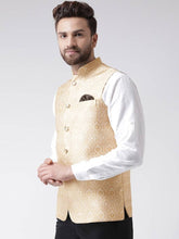 Load image into Gallery viewer, Men&#39;s Beige Polyester Woven Design Nehru Jackets