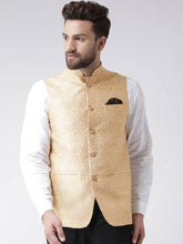 Load image into Gallery viewer, Men&#39;s Beige Polyester Woven Design Nehru Jackets