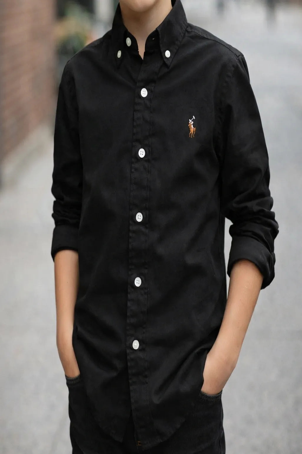 Shop Ralph Lauren RFD Cotton Plain Shirts in premium OG quality. Classic plain style with embroidered logo. Available in Black &amp; White, sizes S-XL. Perfect for premium fashion lovers.