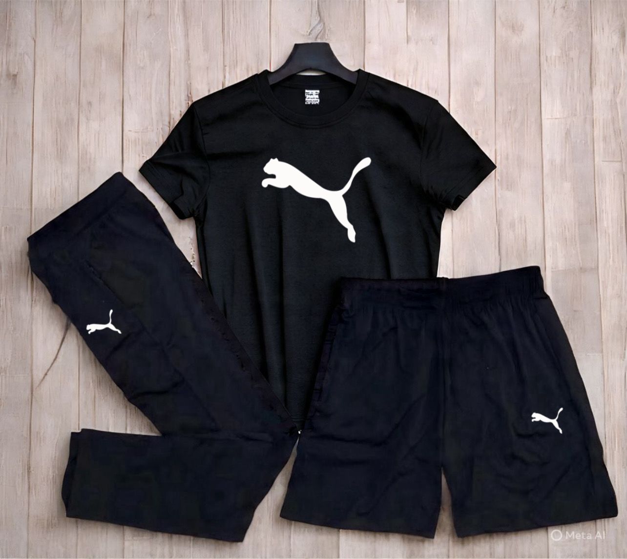 Upgrade your wardrobe with this stylish Puma 3-Pcs Set, featuring a premium Dryfit Lycra 190 GSM fabric designed for ultimate comfort, flexibility, and durability. This activewear combo includes a T-shirt, Lower, and Shorts, making it the perfect choice for gym workouts, sports, running, training, or casual wear.