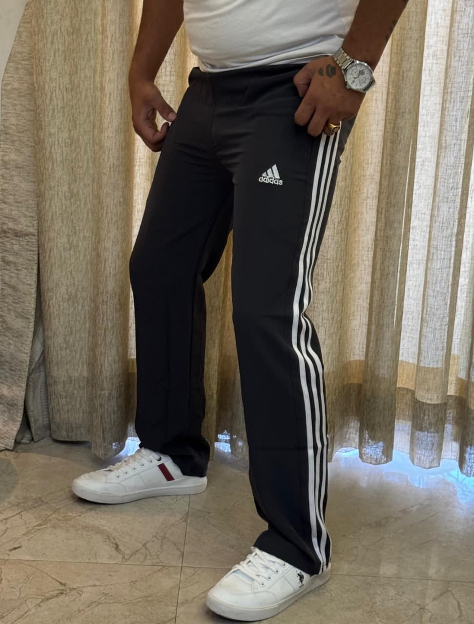 Stay stylish &amp; comfortable with Adidas NS Lycra Track Pants – stretch, zip &amp; go