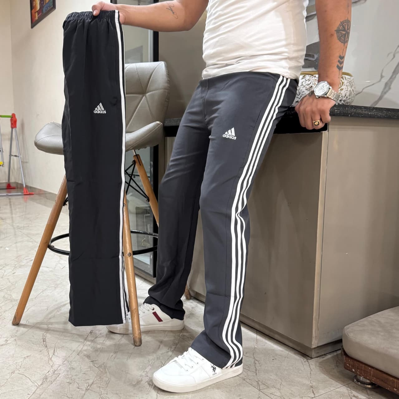 Stay stylish &amp; comfortable with Adidas NS Lycra Track Pants – stretch, zip &amp; go