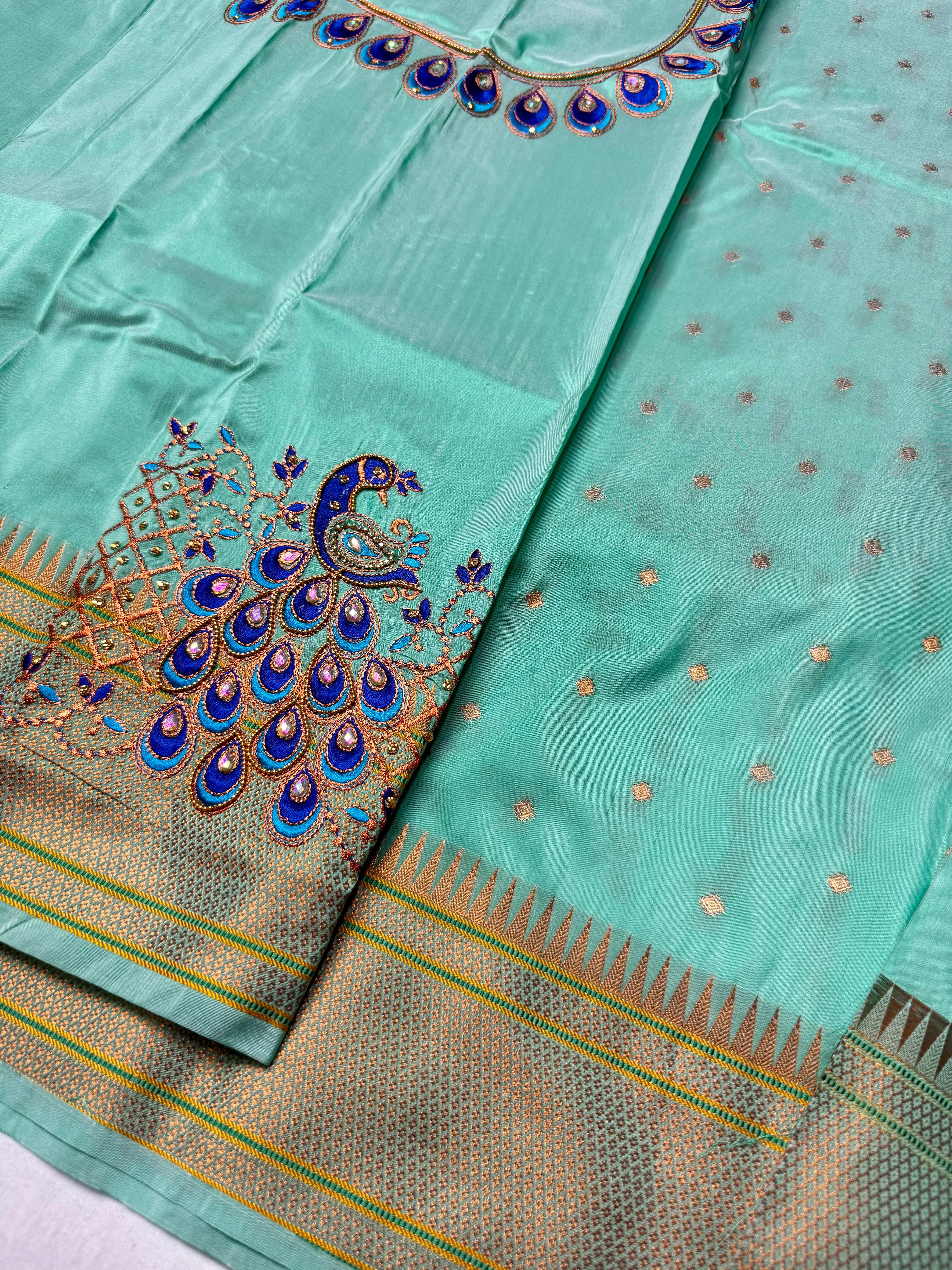 Why You’ll Love It:
This Paithani stands out for its luxurious silk feel, vibrant colors, and intricate artistry—making it an ideal choice for weddings, festive occasions, and traditional celebrations.