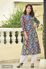 Load image into Gallery viewer, Elite Multicoloured Printed Cotton Women A-Line Kurti