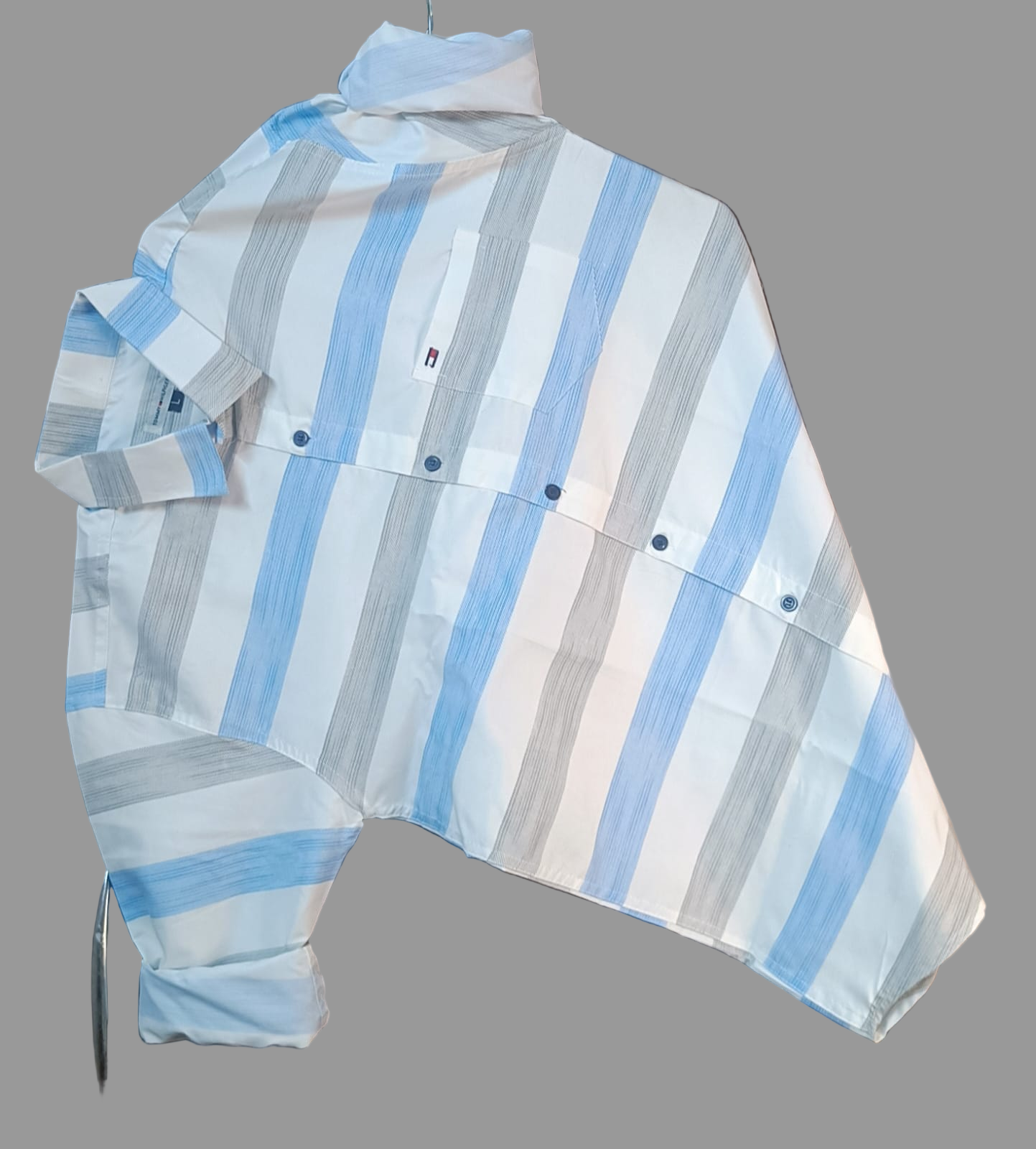 Tommy Hilfiger Cotton Premium Regular Fit Lining Shirt – Stylish full sleeve lining shirt crafted in breathable cotton. Perfect for casual and office wear, available in Yellow &amp; Green. Sizes: M, L, XL.