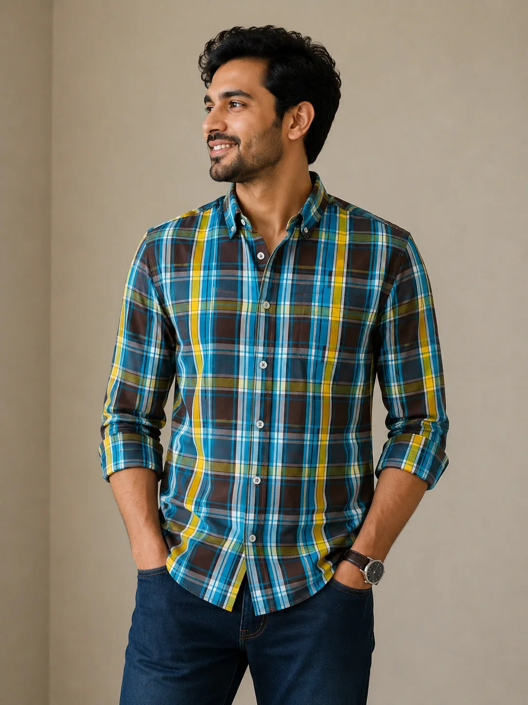 Perfect blend of comfort and sharp style. Ideal for office wear, casual outings, and daily premium use. Trendy Hard Collar Check Shirts – Premium quality cotton shirts with vibrant checks for a classy modern look.