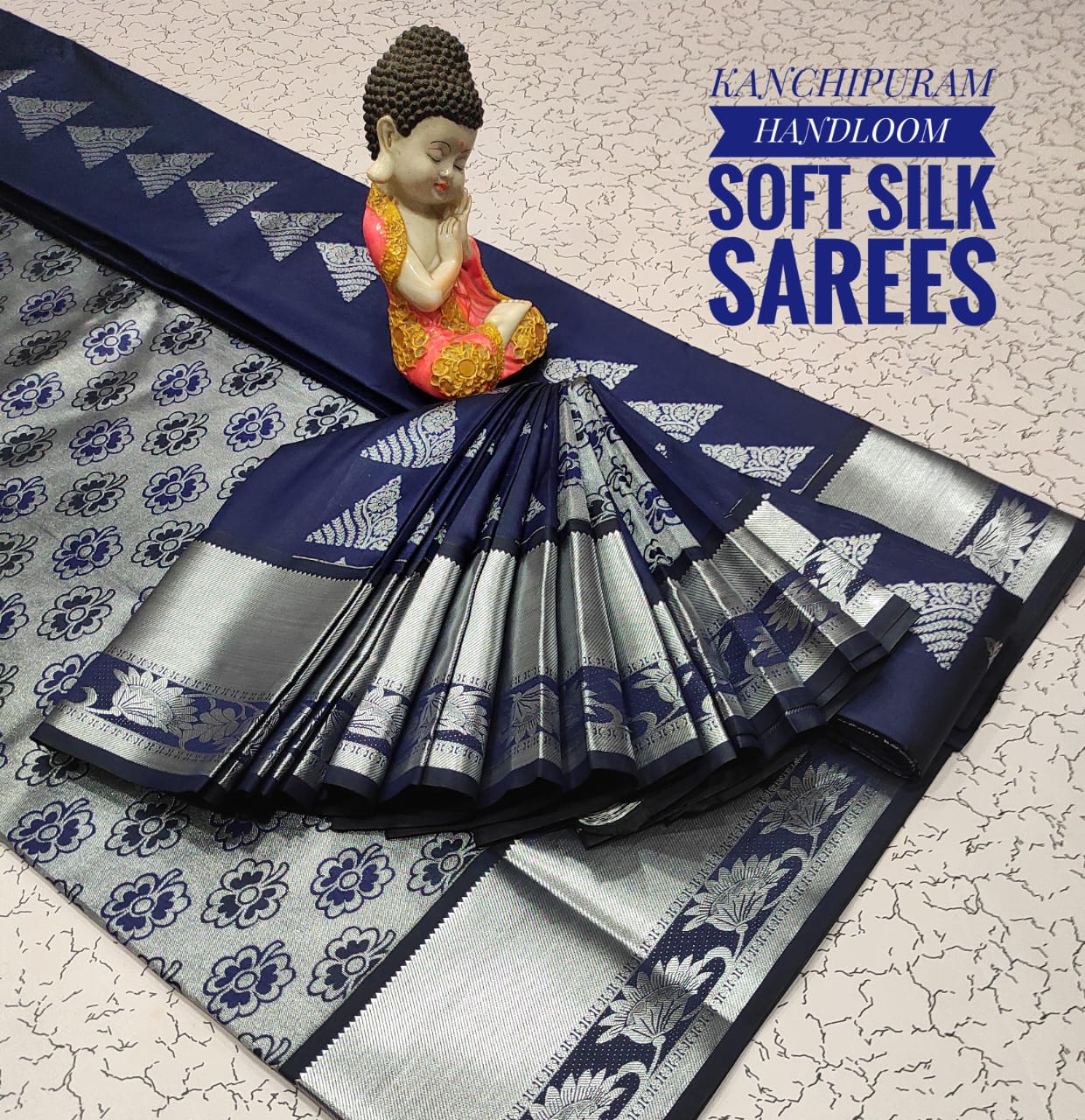 Premium Soft Silk Kanchipuram Saree with Copper Zari border &amp; rich pallu. Unique colors with contrast blouse. Perfect for weddings &amp; festive occasions.