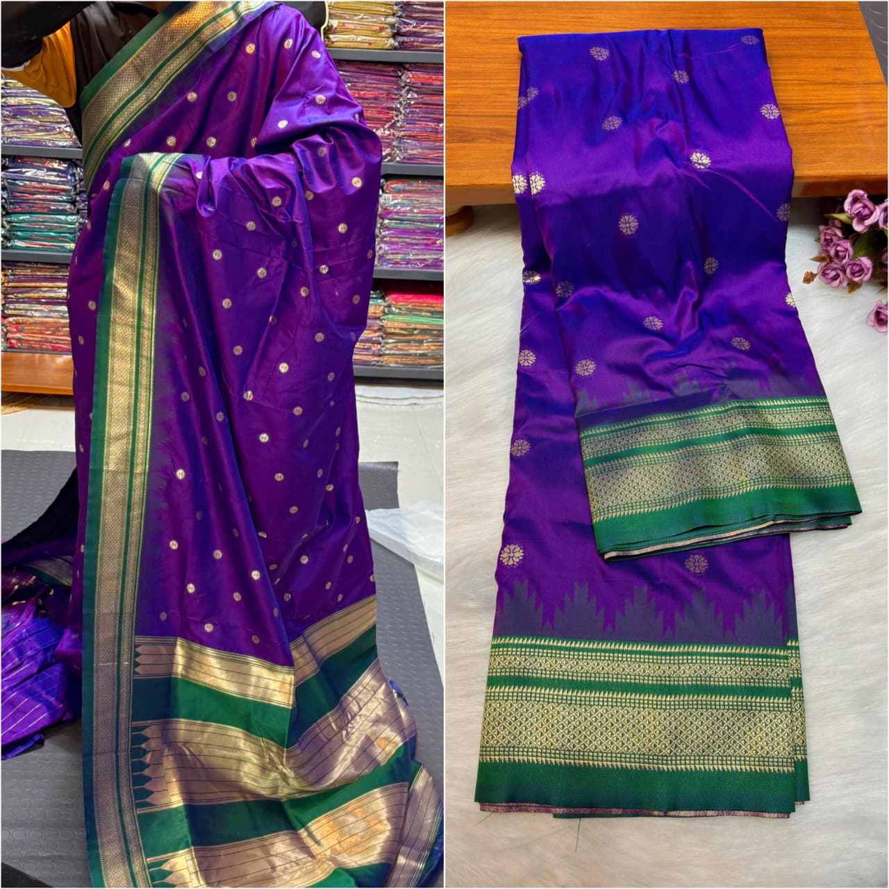 Traditional Pure Silk Erkal Paithani Saree Online-Shop premium Traditional Erkal Paithani Saree in pure silk with intricate buttis, rich Erkal pallu & contrast blouse. Perfect for weddings & festive wear.