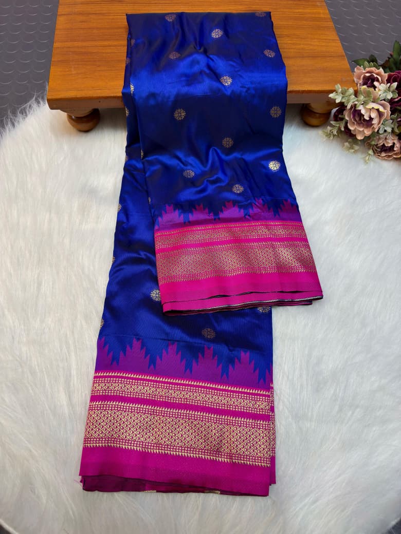 Traditional Pure Silk Erkal Paithani Saree Online-Shop premium Traditional Erkal Paithani Saree in pure silk with intricate buttis, rich Erkal pallu & contrast blouse. Perfect for weddings & festive wear.
