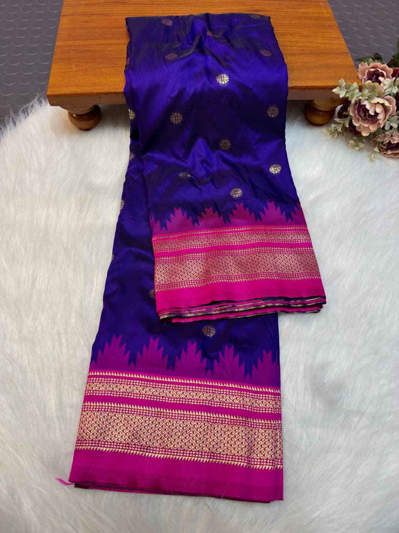 Traditional Pure Silk Erkal Paithani Saree Online-Shop premium Traditional Erkal Paithani Saree in pure silk with intricate buttis, rich Erkal pallu & contrast blouse. Perfect for weddings & festive wear.