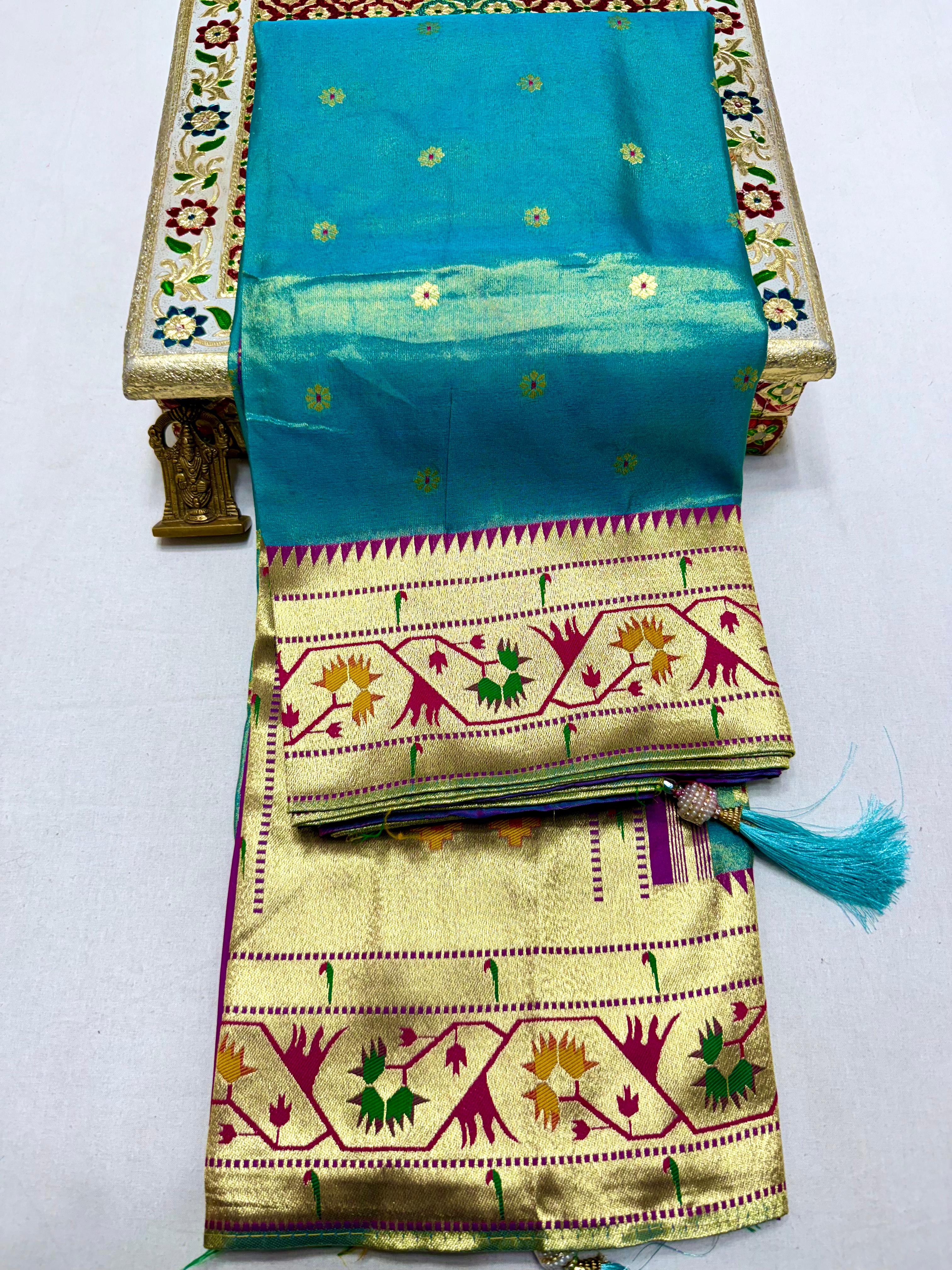 Experience the timeless charm of Paithani with a modern touch — perfect for festive and traditional occasions.