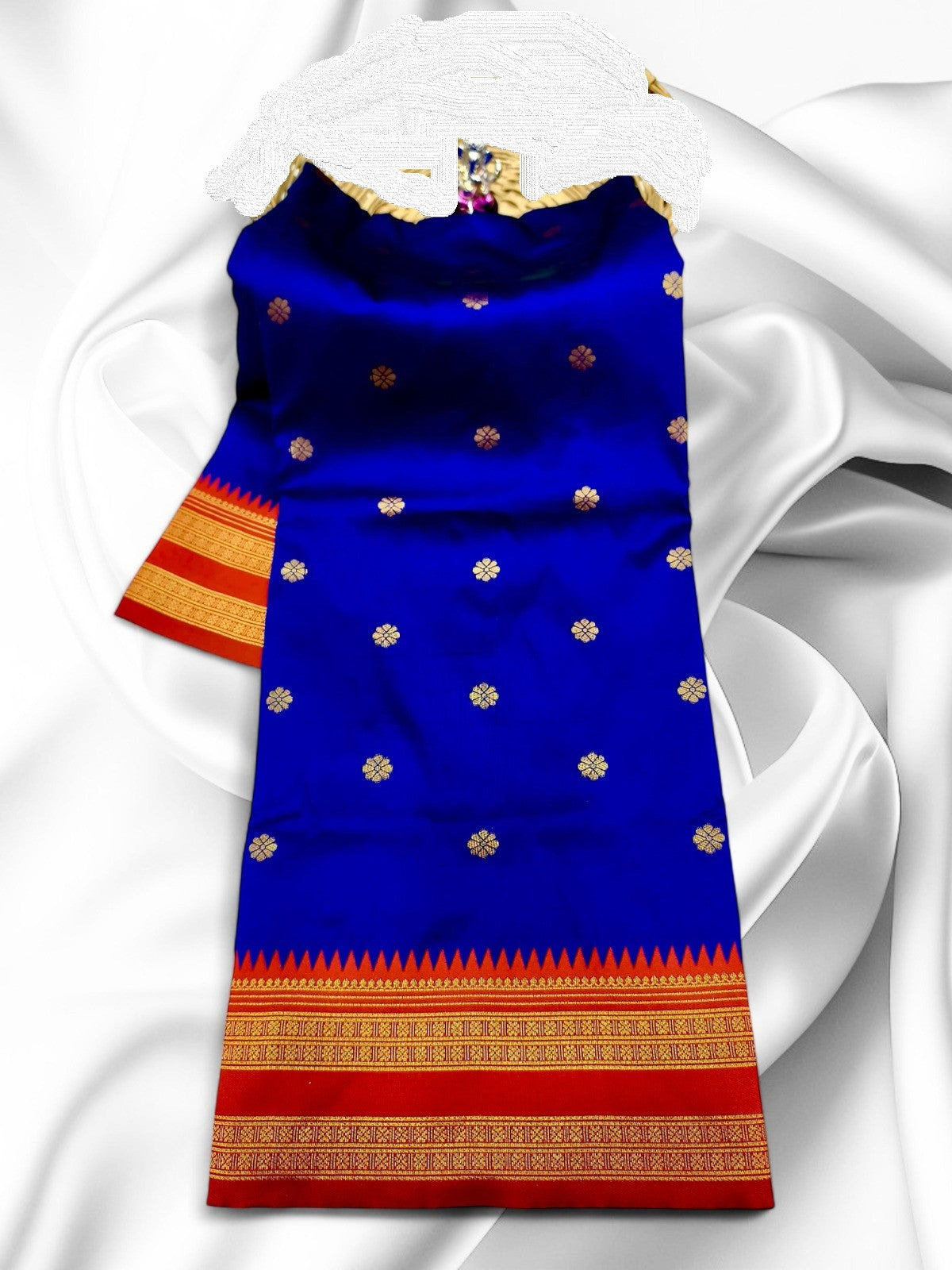 Women's Pure Narayanpeth Silk Paithani Saree All Over Buttis 4*4 Rich Pallu with Running Blouse shoulder Buttis-1