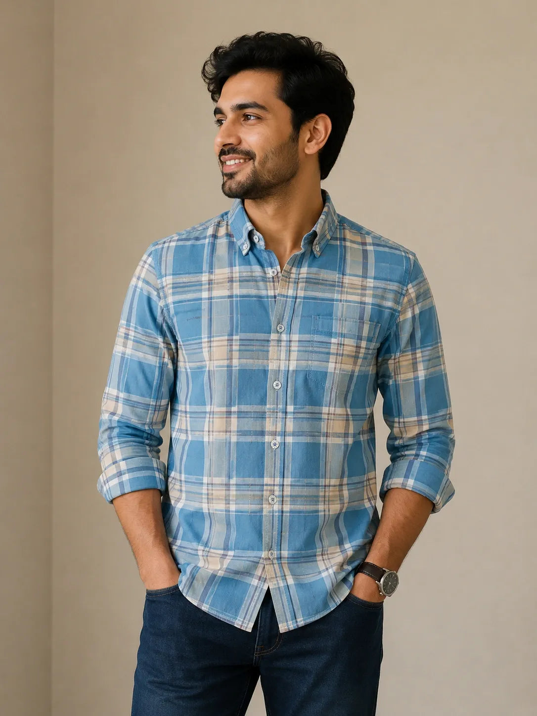 Perfect blend of comfort and sharp style. Ideal for office wear, casual outings, and daily premium use. Trendy Hard Collar Check Shirts – Premium quality cotton shirts with vibrant checks for a classy modern look.