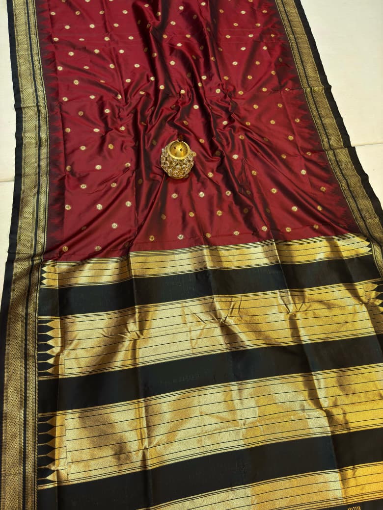 Traditional Pure Silk Erkal Paithani Saree Online-Shop premium Traditional Erkal Paithani Saree in pure silk with intricate buttis, rich Erkal pallu & contrast blouse. Perfect for weddings & festive wear.