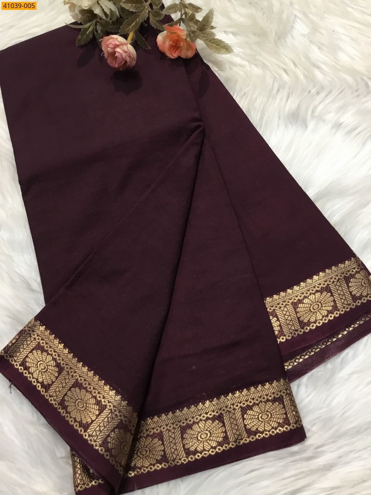 Elevate your festive look with this elegant Viscose Warm Crepe Silk Saree,