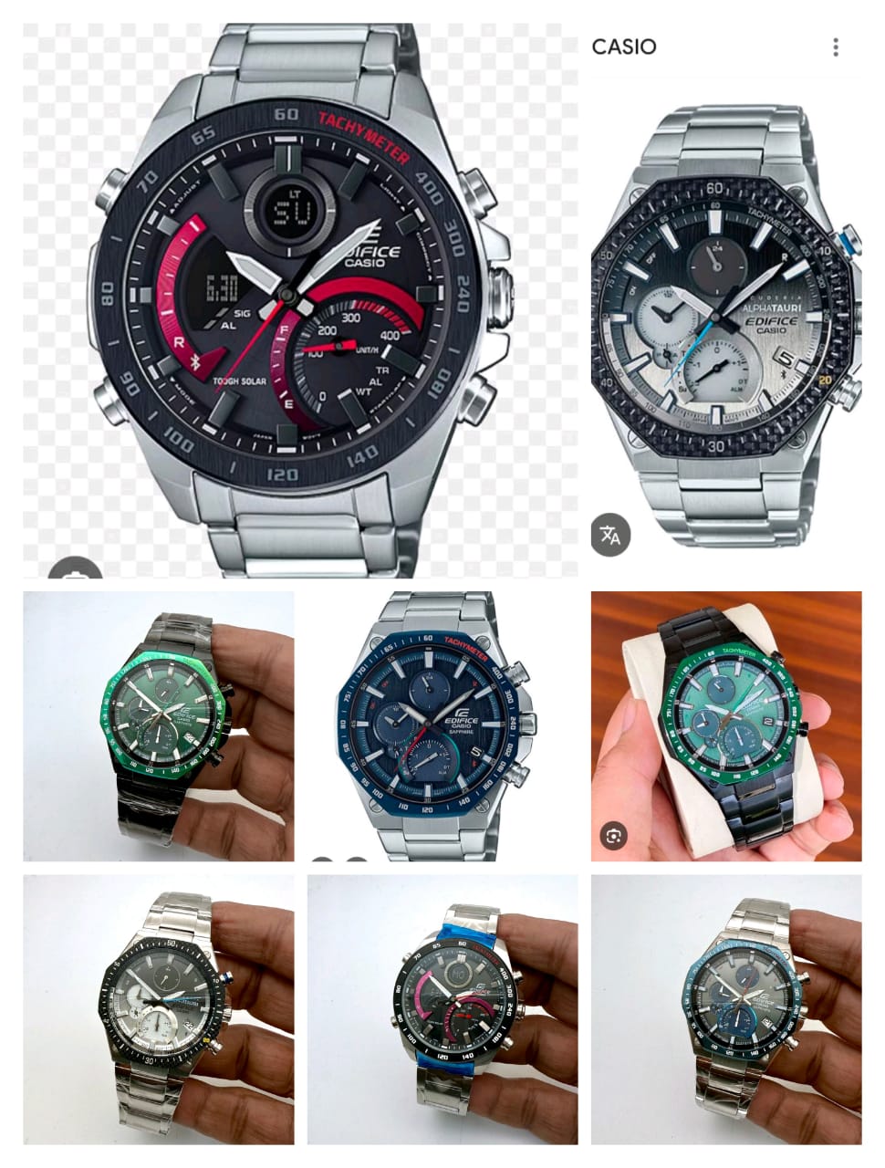 Casio watches displayed in a collage with various designs and colors.