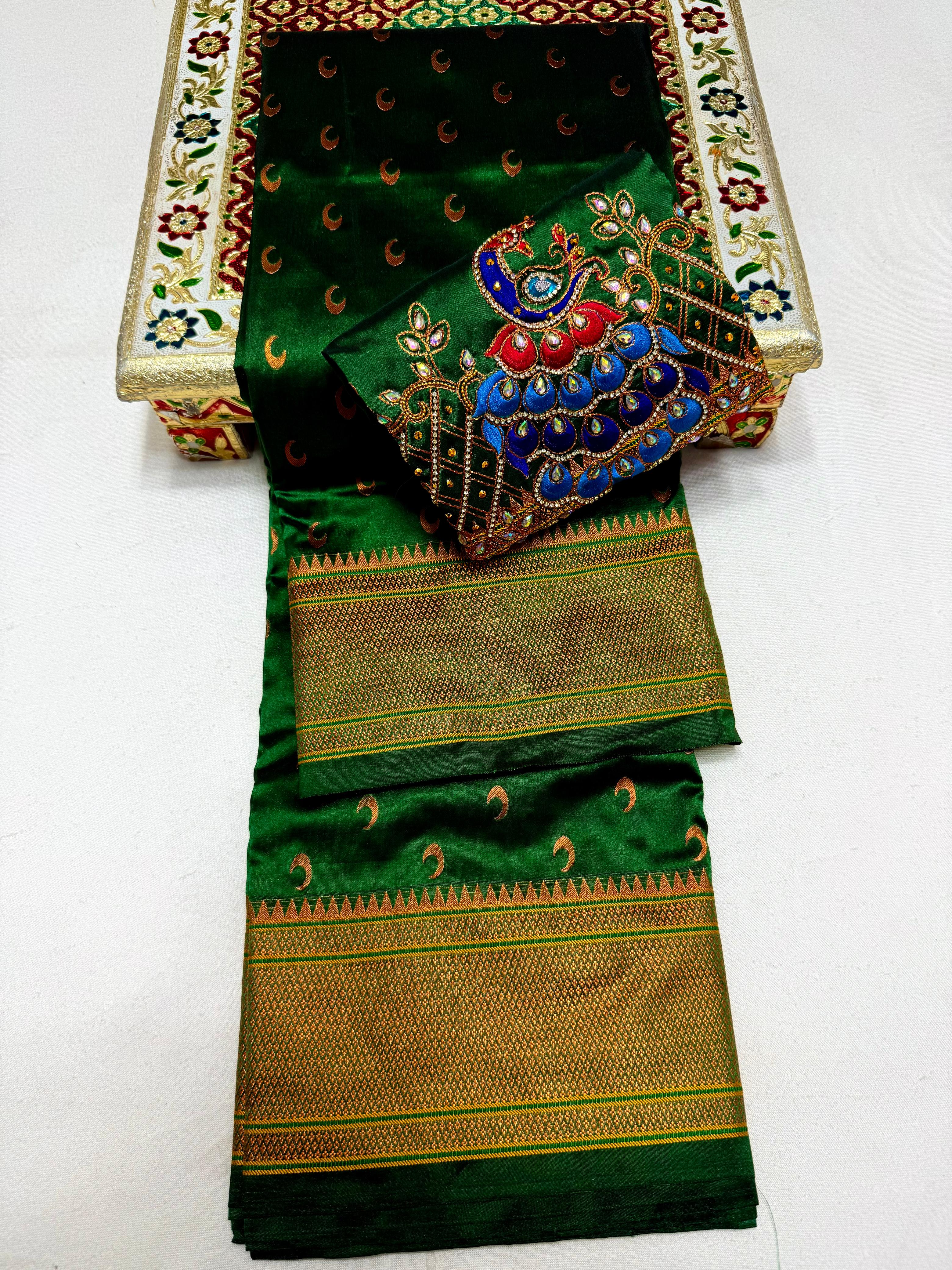 Chandrakor Kalanjali Paithani, Silk, Saree, Rich Pallu, Embroider Blouse