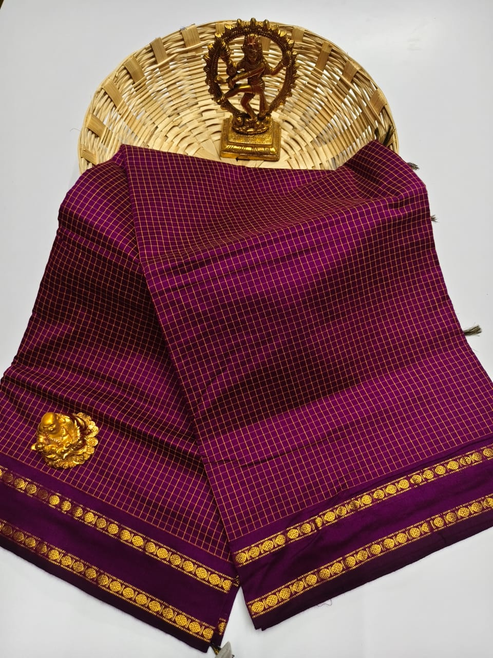Premium Checks Cotton Silk Sarees a perfect Traditional Occassion or Daily Wear with Running Blouse.