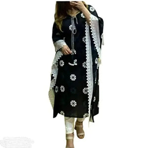 Beautiful Floral Print Rayon Chevron Kaftan Kurta for Women