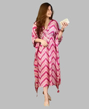 Load image into Gallery viewer, Beautiful Floral Print Rayon Chevron Kaftan Kurta for Women