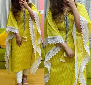 Beautiful Floral Print Rayon Chevron Kaftan Kurta for Women