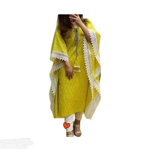 Beautiful Floral Print Rayon Chevron Kaftan Kurta for Women