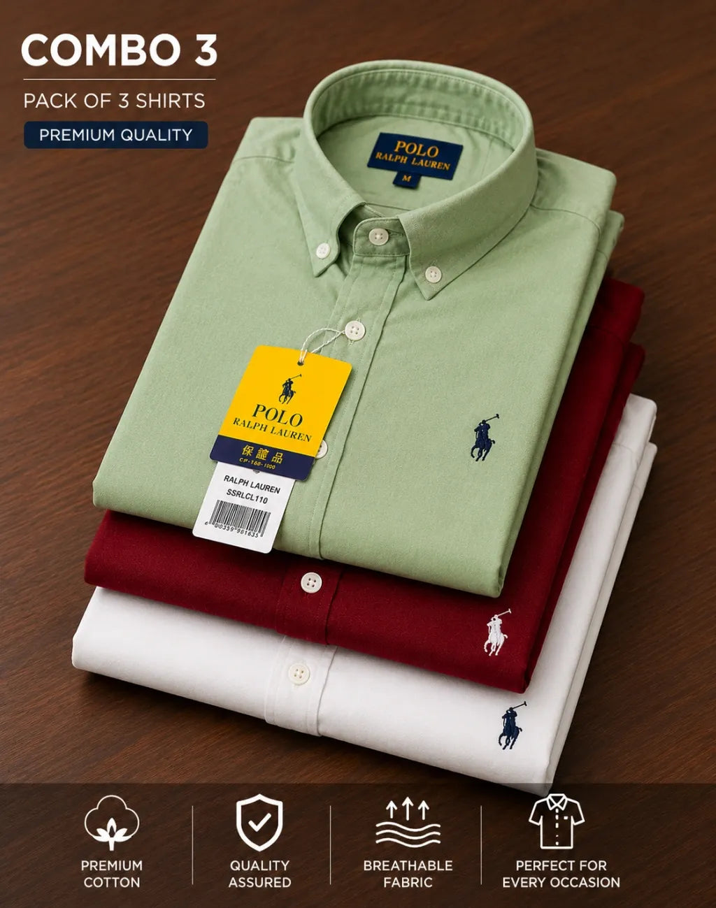 Crafted from premium Oxford cotton fabric, these shirts offer a soft, breathable feel and a smart regular fit for all-day comfort