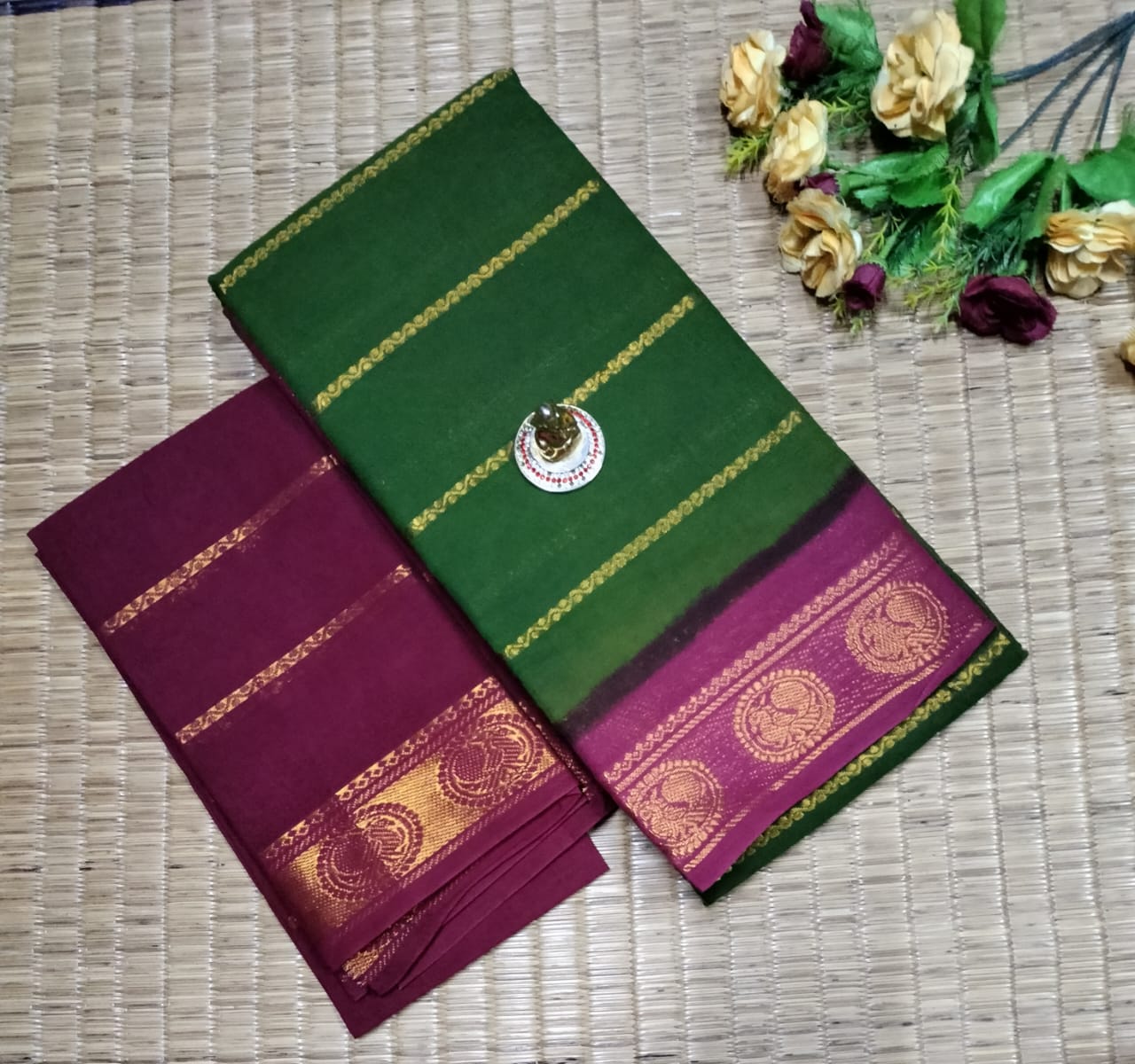 Speciality: Rich hand-dyed patterns and vibrant colors, representing the timeless heritage of Madurai