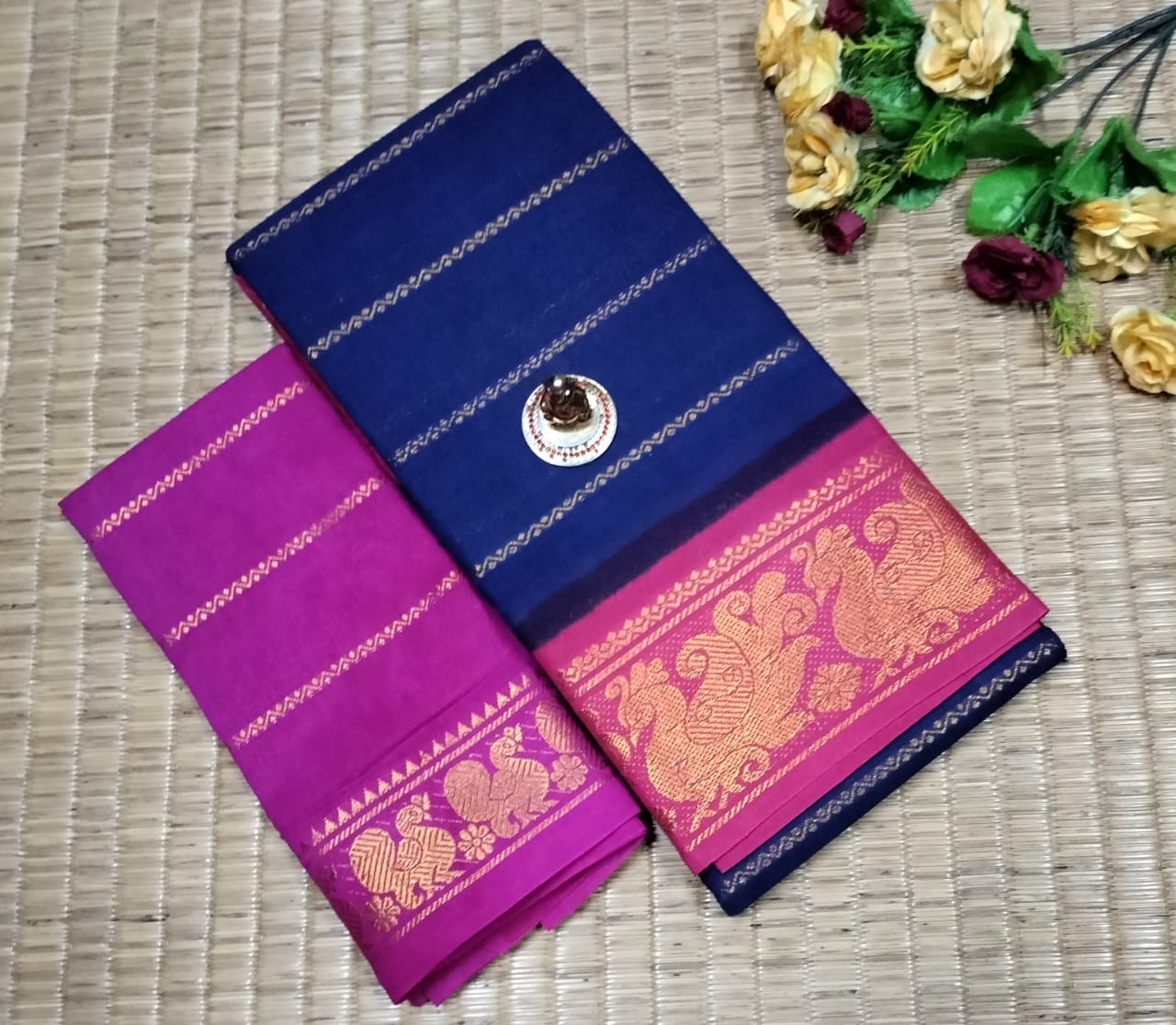 Speciality: Rich hand-dyed patterns and vibrant colors, representing the timeless heritage of Madurai