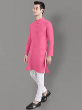 Load image into Gallery viewer, Elegant Cotton Blend Kurta and Pyjama Set for Men Pink